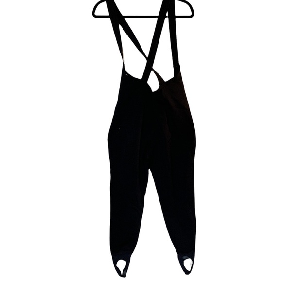 VTG 70 80s Ski Bib Overall Wool Blend Spandex Stirrup Jumpsuit Black Womens 6-8 - Picture 4 of 16